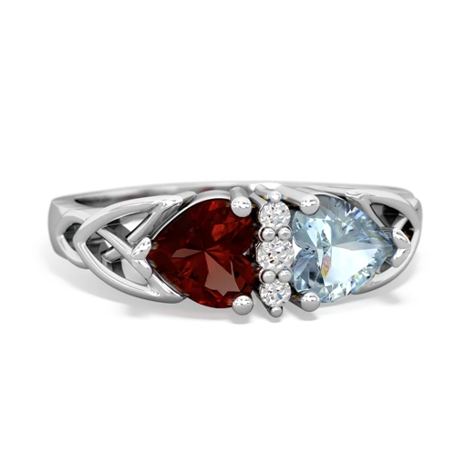 garnet-aquamarine celtic ring