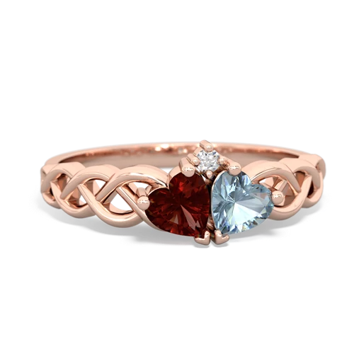 garnet-aquamarine celtic braid ring