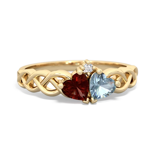 garnet-aquamarine celtic braid ring