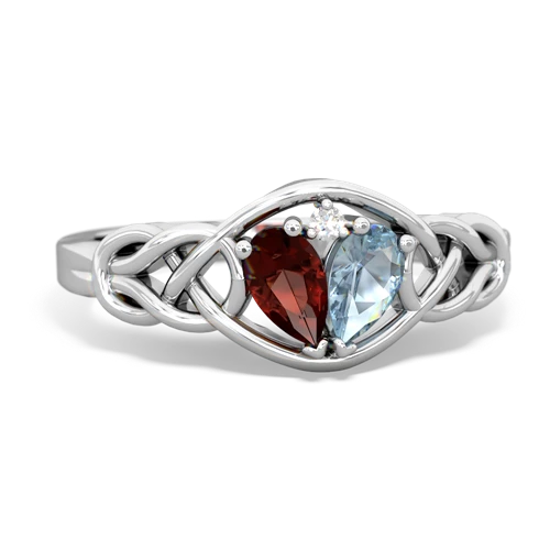 garnet-aquamarine celtic knot ring