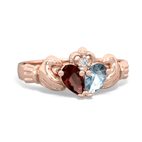 Garnet Genuine Garnet with Genuine Aquamarine Claddagh ring Ring
