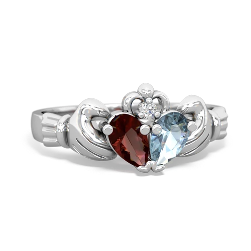 garnet-aquamarine claddagh ring