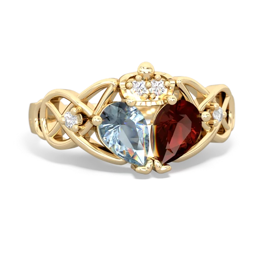 garnet-aquamarine claddagh ring