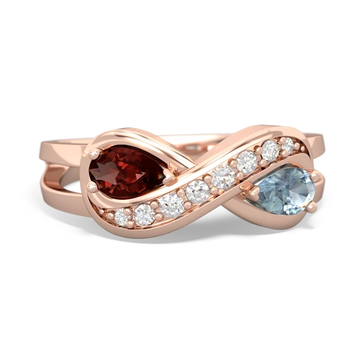 Garnet Genuine Garnet with Genuine Aquamarine Diamond Infinity ring Ring