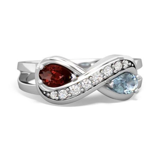 garnet-aquamarine diamond infinity ring