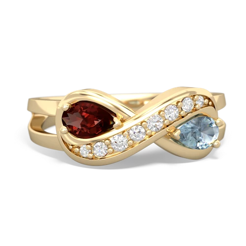 garnet-aquamarine diamond infinity ring