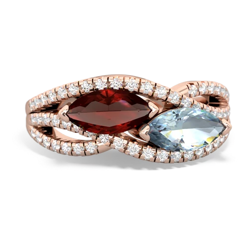 Garnet Genuine Garnet with Genuine Aquamarine Diamond Rivers ring Ring
