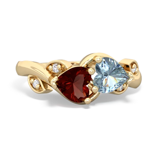 garnet-aquamarine floral keepsake ring