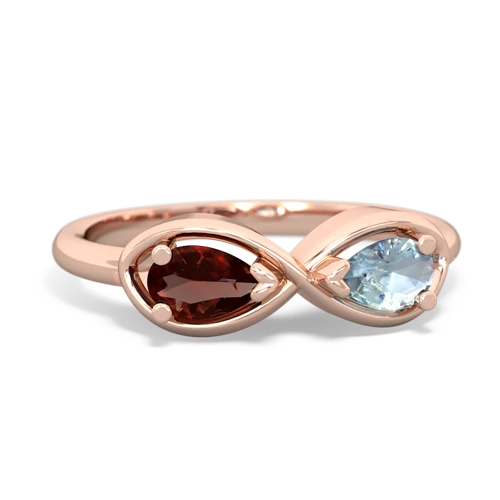 Garnet Genuine Garnet with Genuine Aquamarine Infinity ring Ring