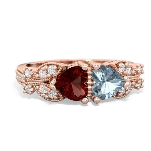 garnet-aquamarine keepsake butterfly ring