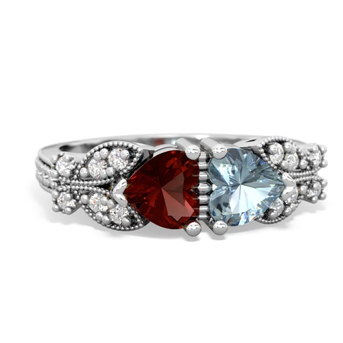 garnet-aquamarine keepsake butterfly ring