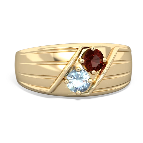 garnet-aquamarine mens ring