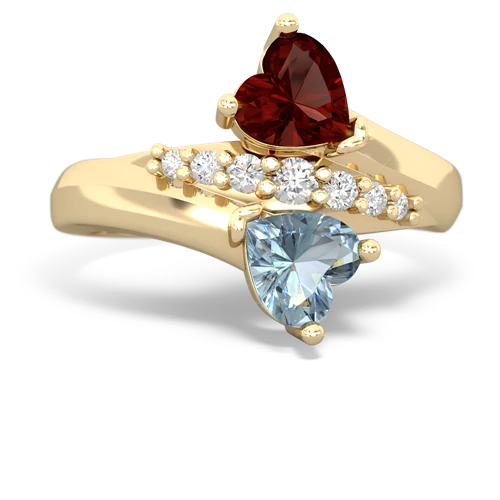garnet-aquamarine modern ring