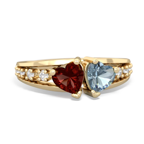 garnet-aquamarine modern ring