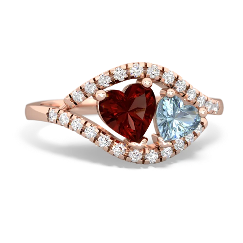 garnet-aquamarine mother child ring