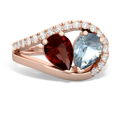 garnet-aquamarine pave heart ring