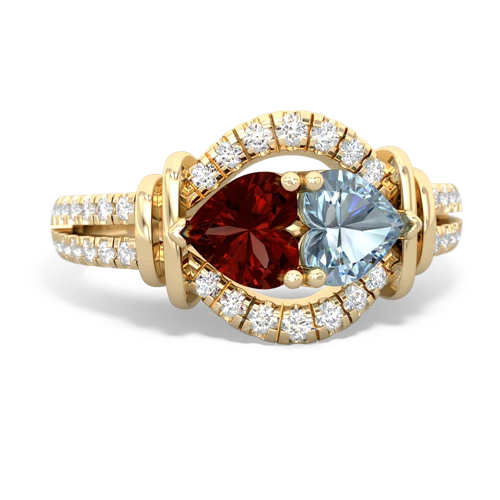 garnet-aquamarine pave keepsake ring