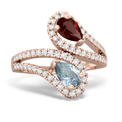Garnet Genuine Garnet with Genuine Aquamarine Diamond Dazzler ring Ring