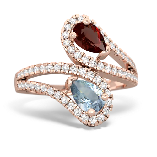 garnet-aquamarine pave swirls ring