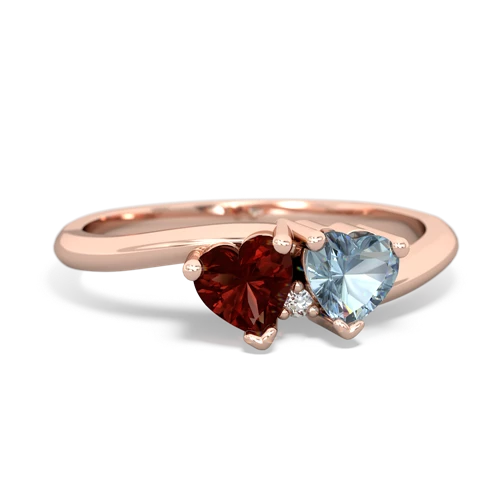Garnet Genuine Garnet with Genuine Aquamarine Sweetheart's Promise ring Ring