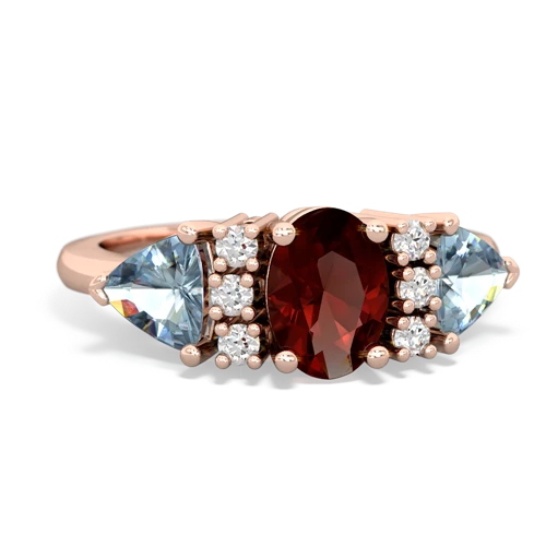 Garnet Genuine Garnet with Genuine Aquamarine and Genuine Citrine Antique Style Three Stone ring Ring