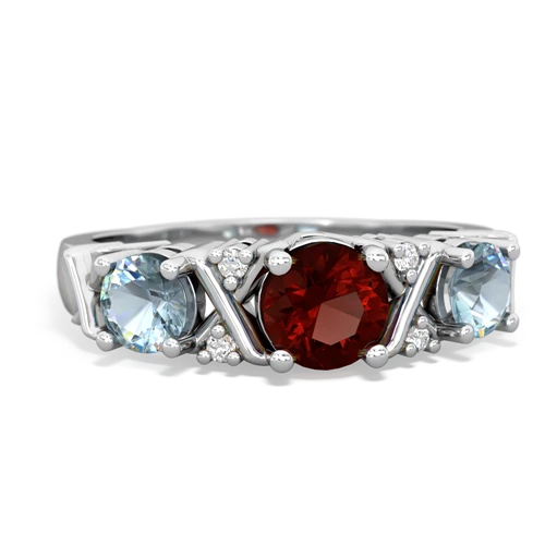 garnet-aquamarine timeless ring