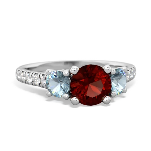 garnet-aquamarine trellis pave ring