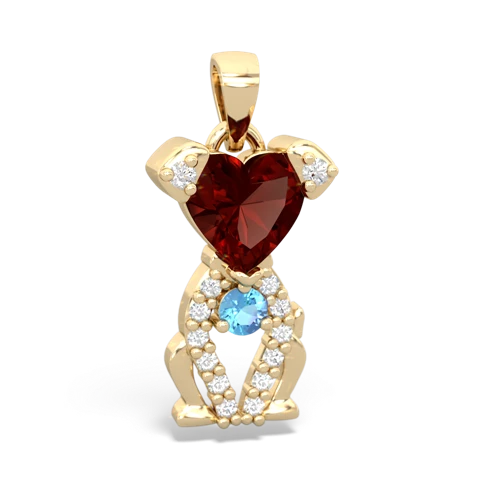 garnet-blue topaz birthstone puppy pendant