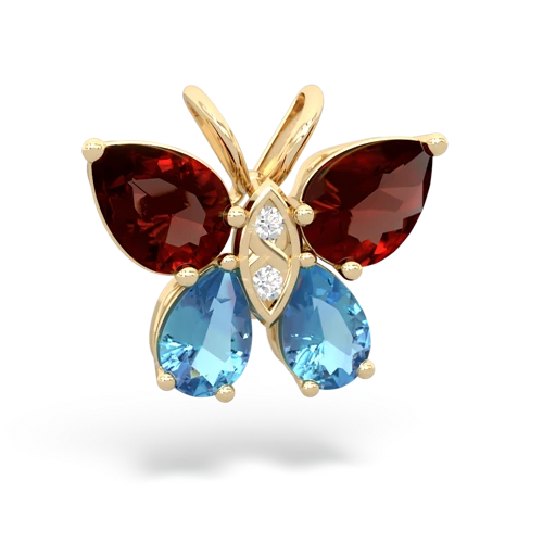 garnet-blue topaz butterfly pendant