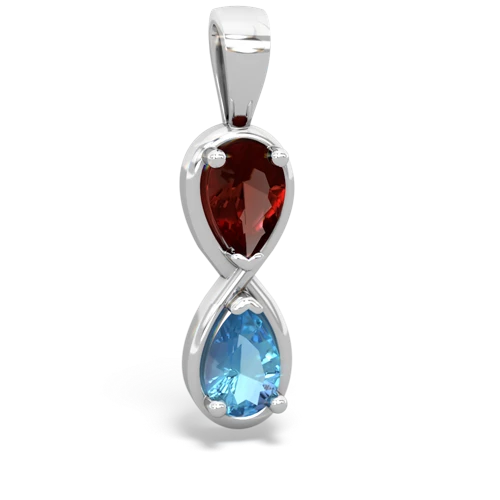 garnet-blue topaz infinity pendant