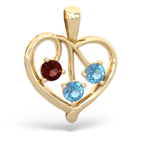 garnet-blue topaz love heart pendant