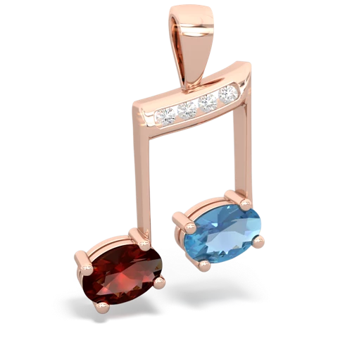 garnet-blue topaz music notes pendant