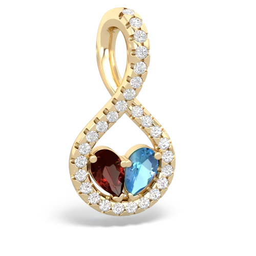 garnet-blue topaz pave twist pendant