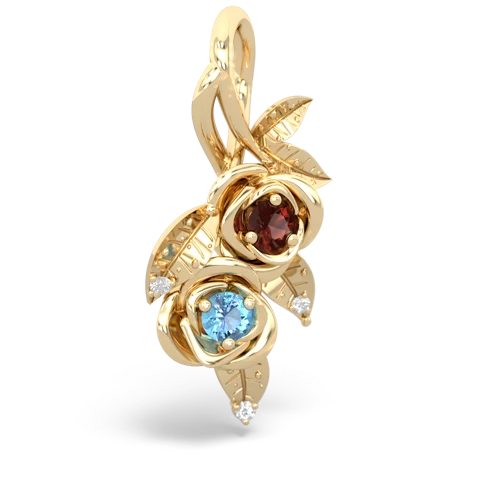 Garnet Genuine Garnet with Genuine Swiss Blue Topaz Rose Vine pendant Pendant