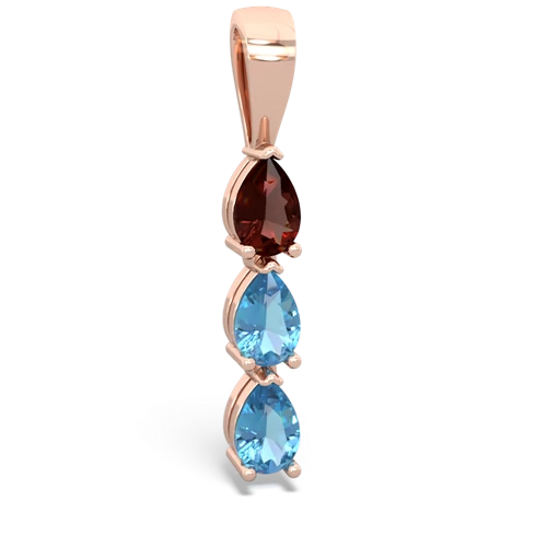 garnet-blue topaz three stone pendant