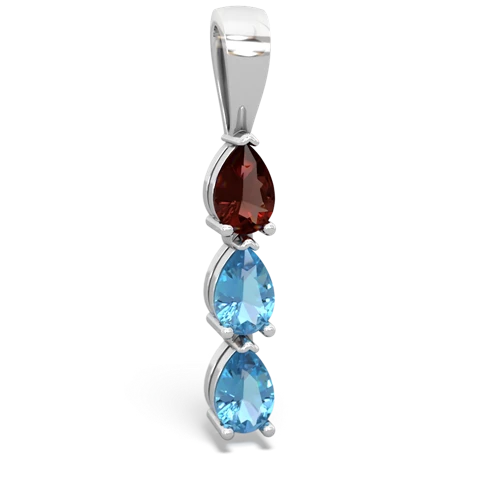 garnet-blue topaz three stone pendant