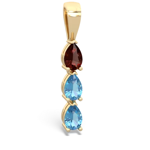 garnet-blue topaz three stone pendant