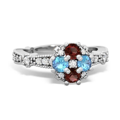 garnet-blue topaz art deco engagement ring