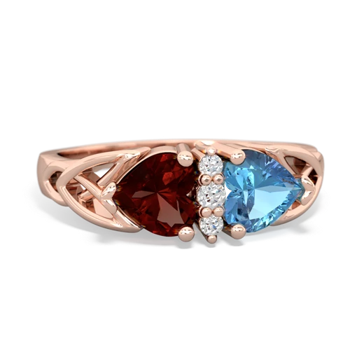 garnet-blue topaz celtic ring