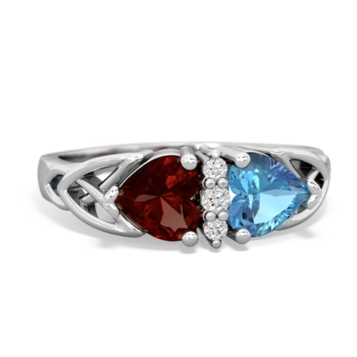 garnet-blue topaz celtic ring