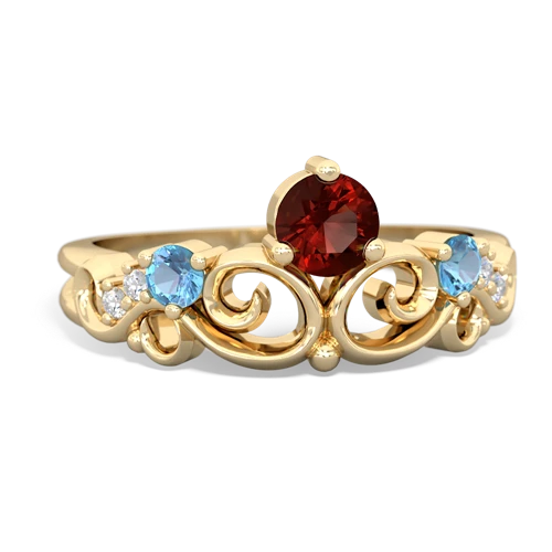 Garnet Genuine Garnet with Genuine Swiss Blue Topaz and  Crown Keepsake ring Ring