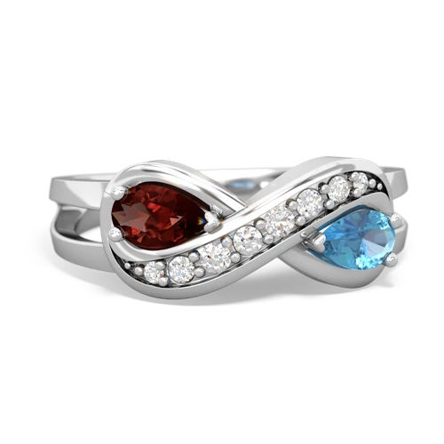garnet-blue topaz diamond infinity ring