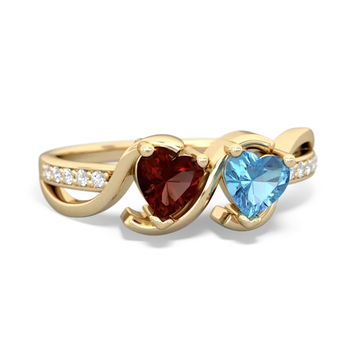 garnet-blue topaz double heart ring