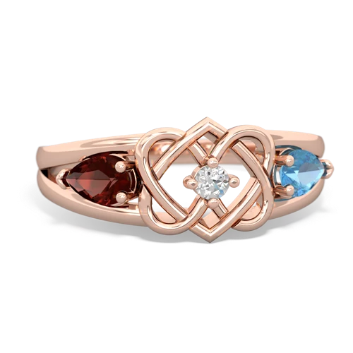 garnet-blue topaz double heart ring