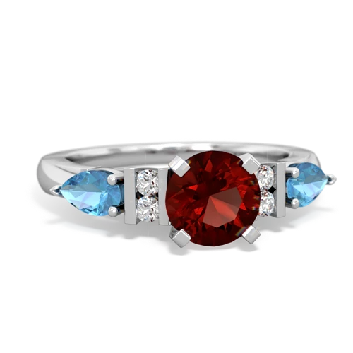 Garnet Genuine Garnet with Genuine Swiss Blue Topaz and  Engagement ring Ring
