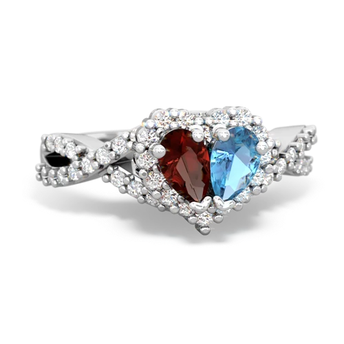 garnet-blue topaz engagement ring