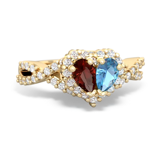 garnet-blue topaz engagement ring