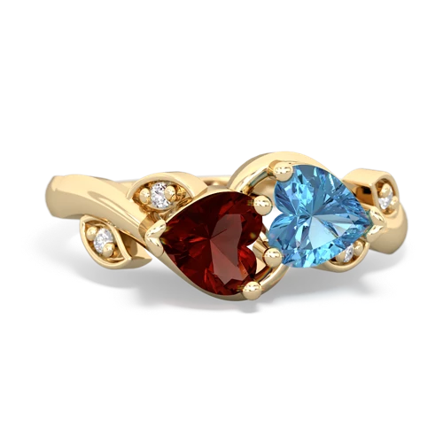 garnet-blue topaz floral keepsake ring
