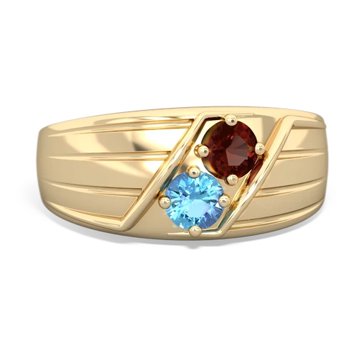 garnet-blue topaz mens ring