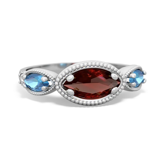 garnet-blue topaz milgrain marquise ring